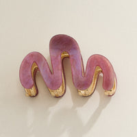 Wavy Matte Claw Clip with Gold Accents