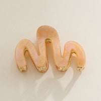 Wavy Matte Claw Clip with Gold Accents