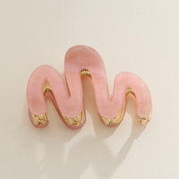 Wavy Matte Claw Clip with Gold Accents