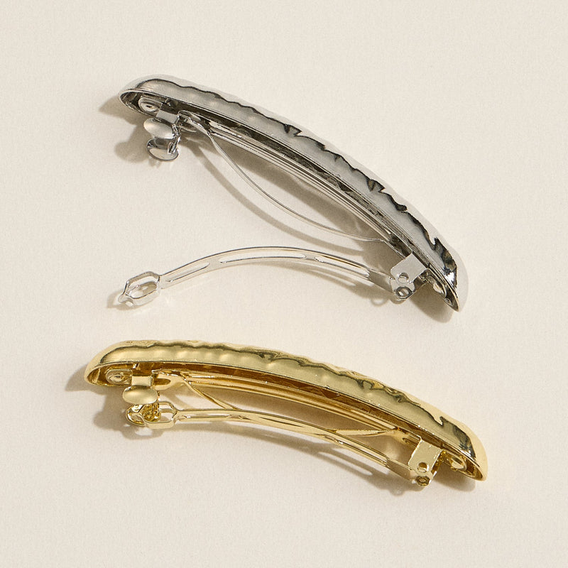 Hammered Textured Metal Hair Clip