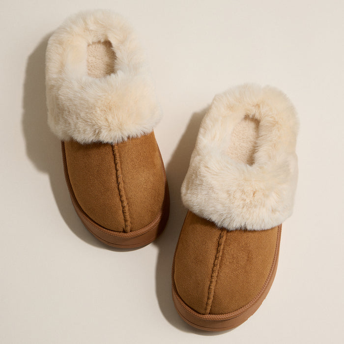 Platform Sherpa Slippers with Suede Finish