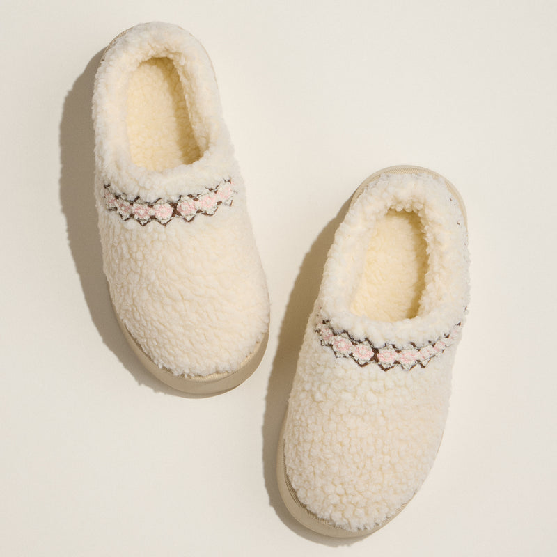 Sherpa Slippers with Removable Puffy Bow
