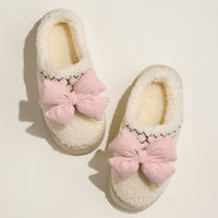 Sherpa Slippers with Removable Puffy Bow