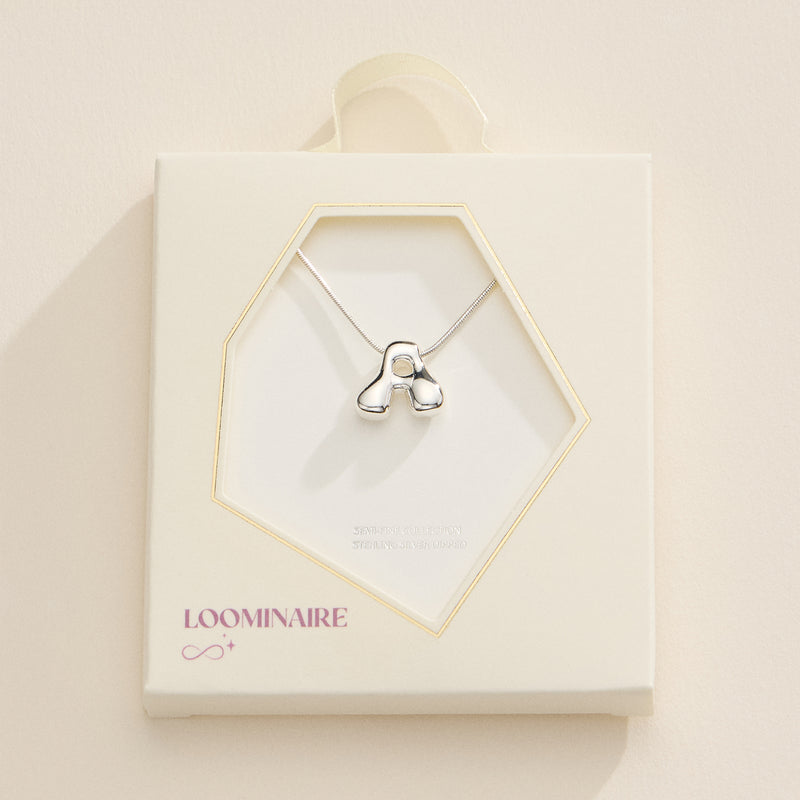 18K Gold Dipped Bubble Initial Necklace – Personalized Letter Pendant