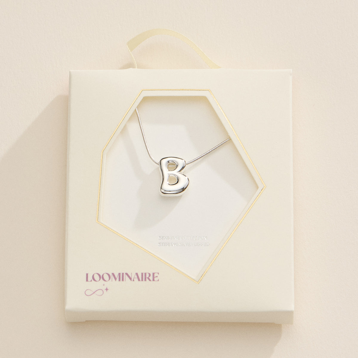 18K Gold Dipped Bubble Initial Necklace – Personalized Letter Pendant