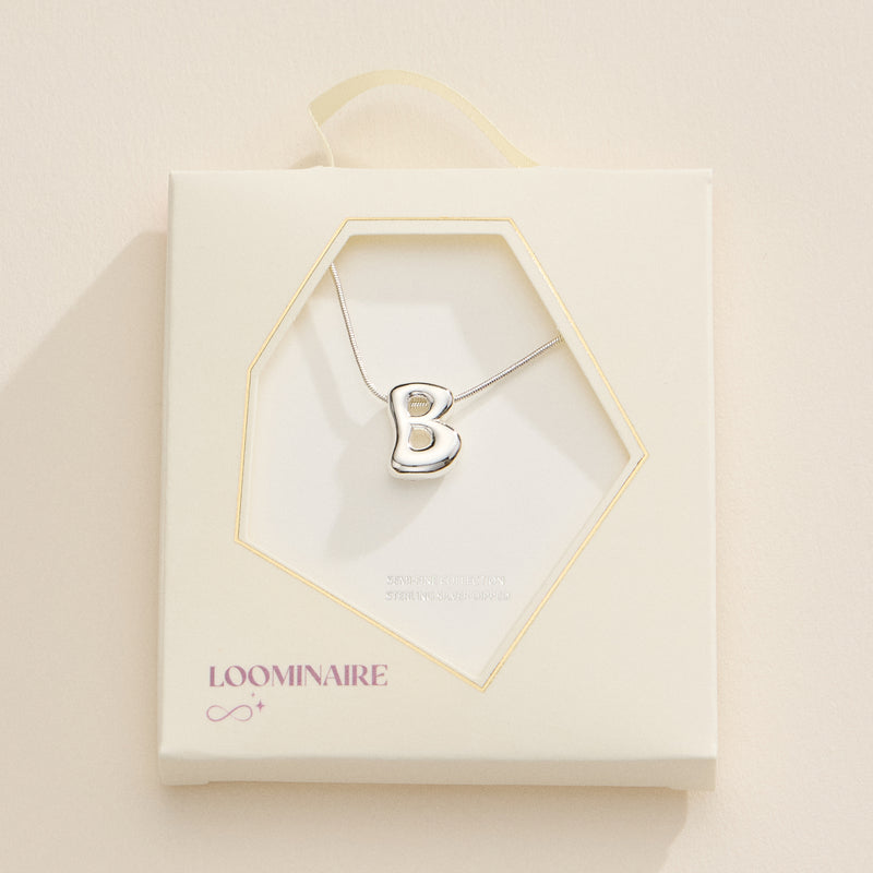 18K Gold Dipped Bubble Initial Necklace – Personalized Letter Pendant