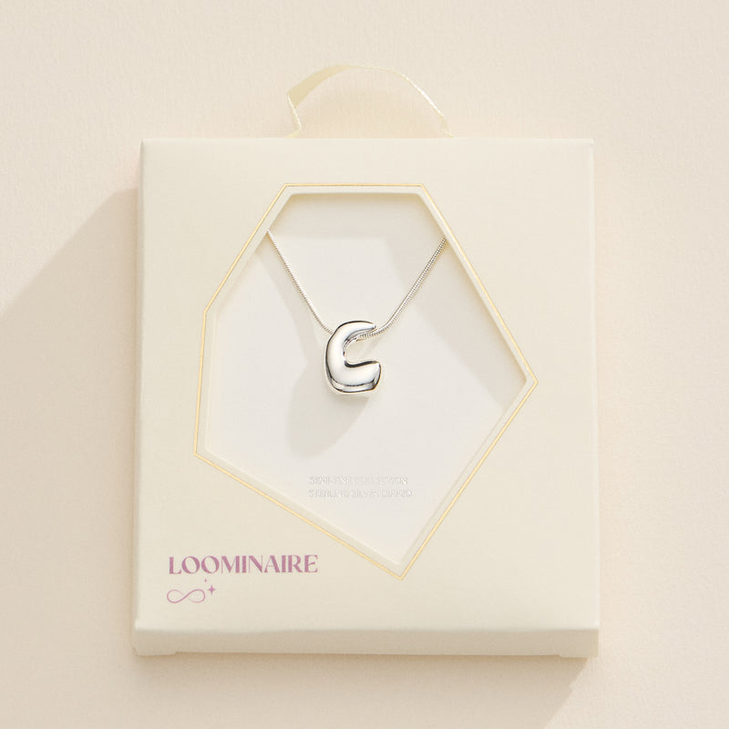 18K Gold Dipped Bubble Initial Necklace – Personalized Letter Pendant