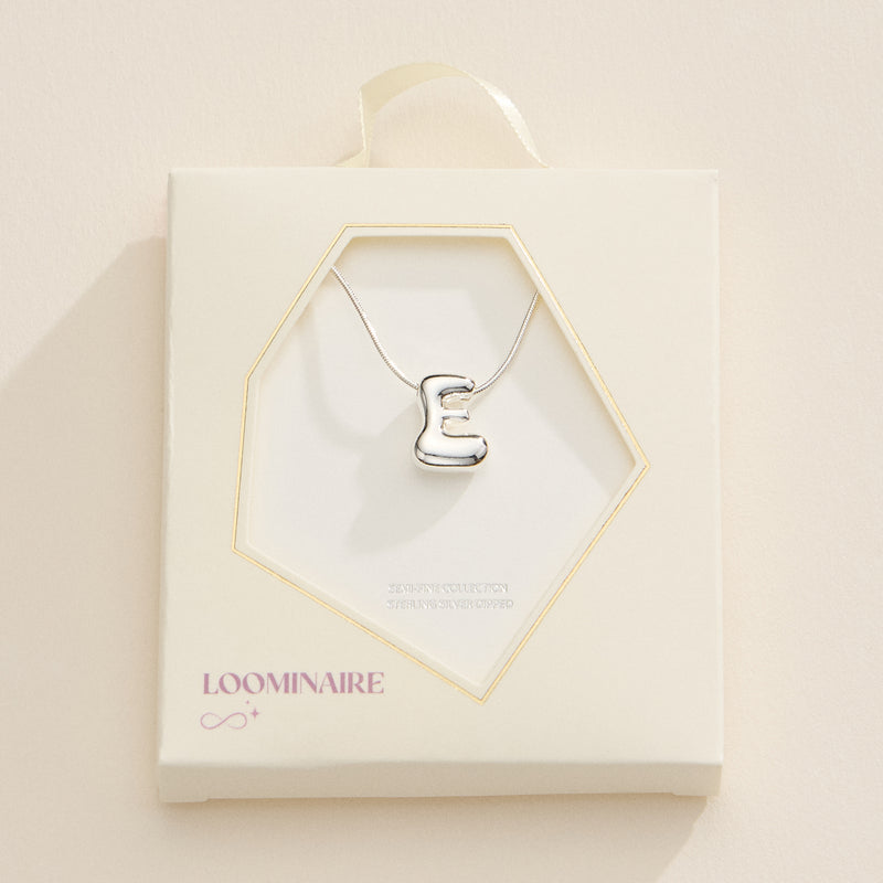 18K Gold Dipped Bubble Initial Necklace – Personalized Letter Pendant