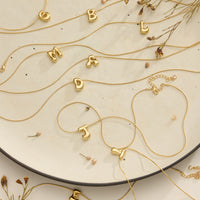 18K Gold Dipped Bubble Initial Necklace – Personalized Letter Pendant