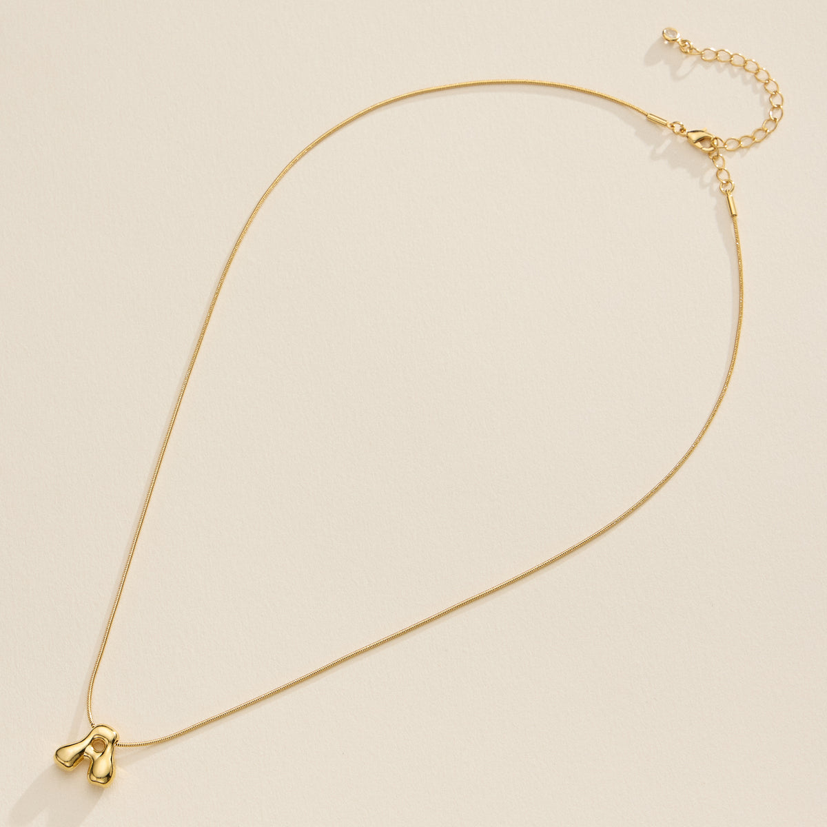 18K Gold Dipped Bubble Initial Necklace – Personalized Letter Pendant