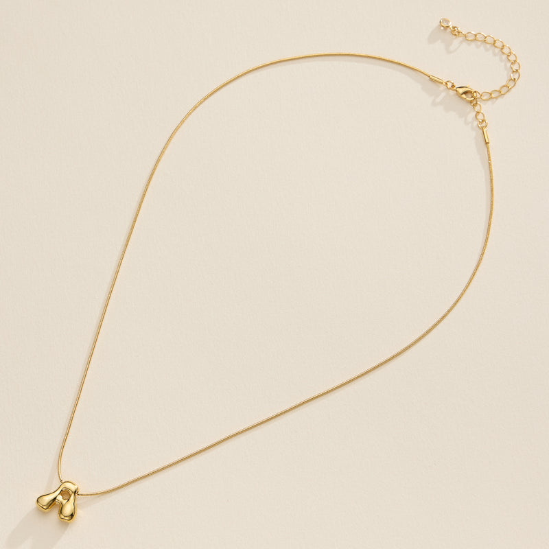 18K Gold Dipped Bubble Initial Necklace – Personalized Letter Pendant