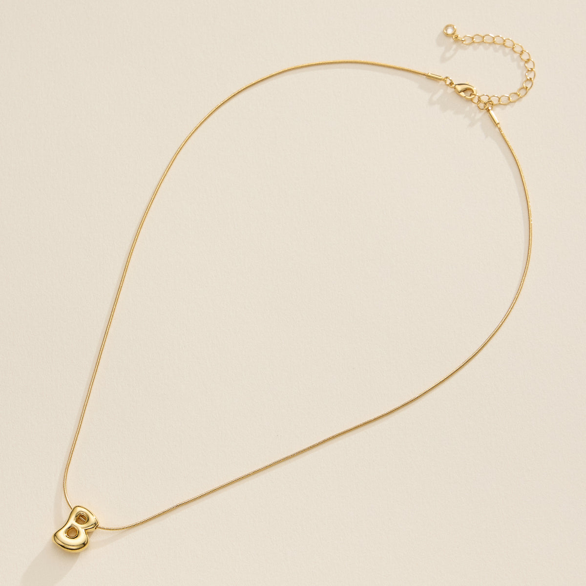 18K Gold Dipped Bubble Initial Necklace – Personalized Letter Pendant