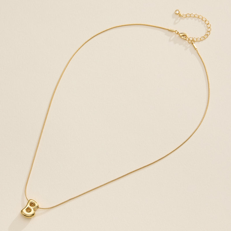 18K Gold Dipped Bubble Initial Necklace – Personalized Letter Pendant