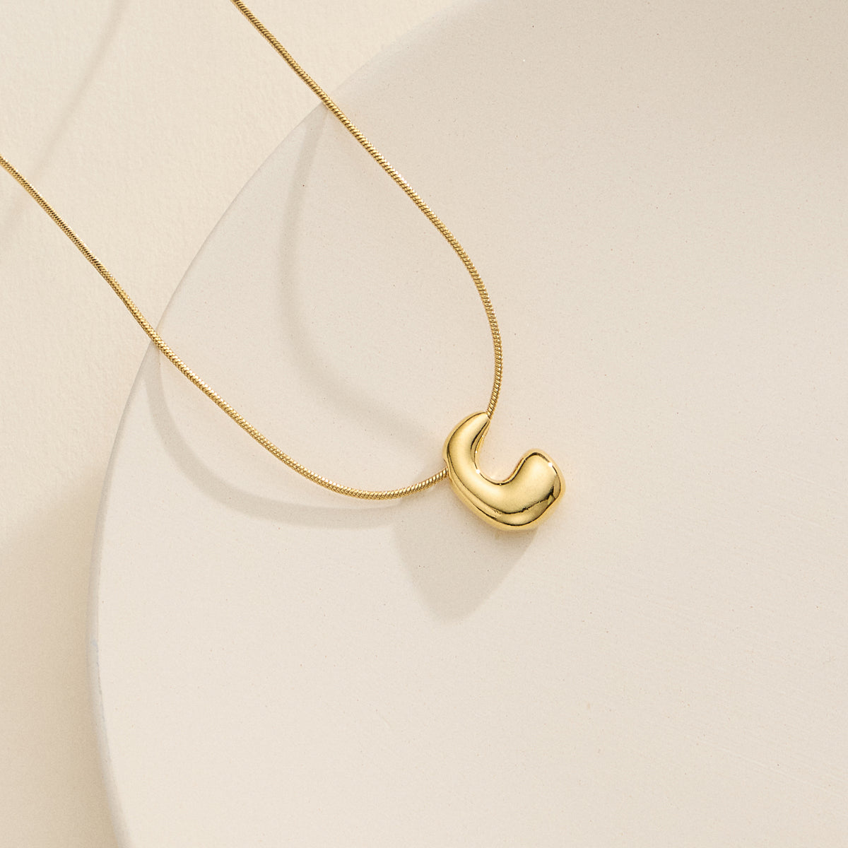 18K Gold Dipped Bubble Initial Necklace – Personalized Letter Pendant