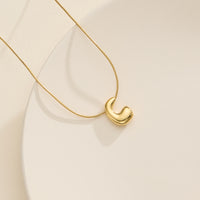 18K Gold Dipped Bubble Initial Necklace – Personalized Letter Pendant