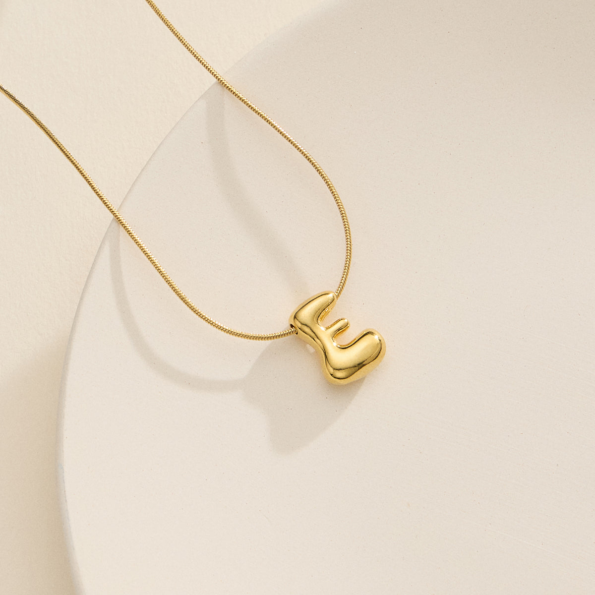 18K Gold Dipped Bubble Initial Necklace – Personalized Letter Pendant