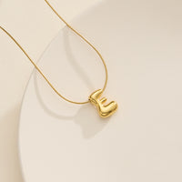 18K Gold Dipped Bubble Initial Necklace – Personalized Letter Pendant