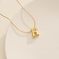 18K Gold Dipped Bubble Initial Necklace – Personalized Letter Pendant