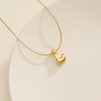 18K Gold Dipped Bubble Initial Necklace – Personalized Letter Pendant