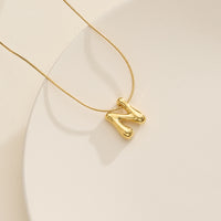 18K Gold Dipped Bubble Initial Necklace – Personalized Letter Pendant