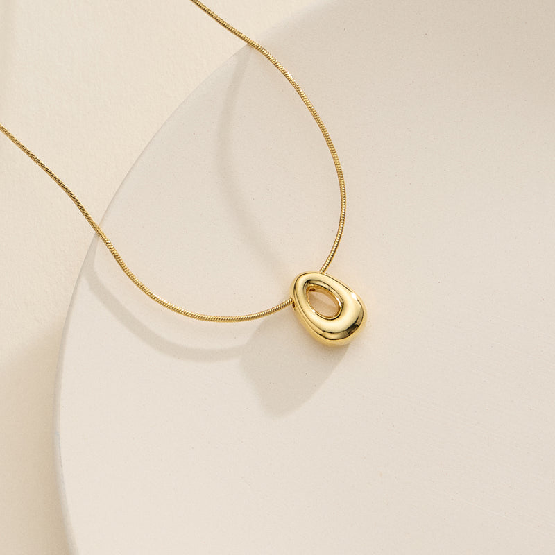 18K Gold Dipped Bubble Initial Necklace – Personalized Letter Pendant