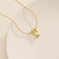 18K Gold Dipped Bubble Initial Necklace – Personalized Letter Pendant