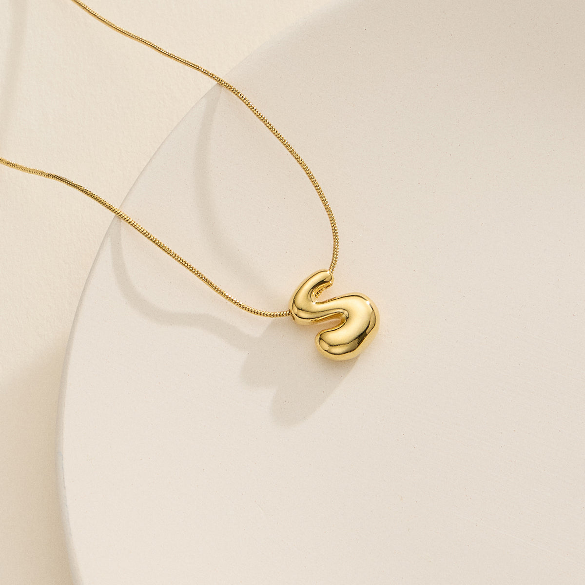18K Gold Dipped Bubble Initial Necklace – Personalized Letter Pendant
