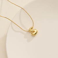 18K Gold Dipped Bubble Initial Necklace – Personalized Letter Pendant
