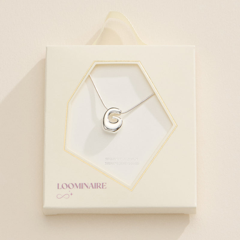 18K Gold Dipped Bubble Initial Necklace – Personalized Letter Pendant