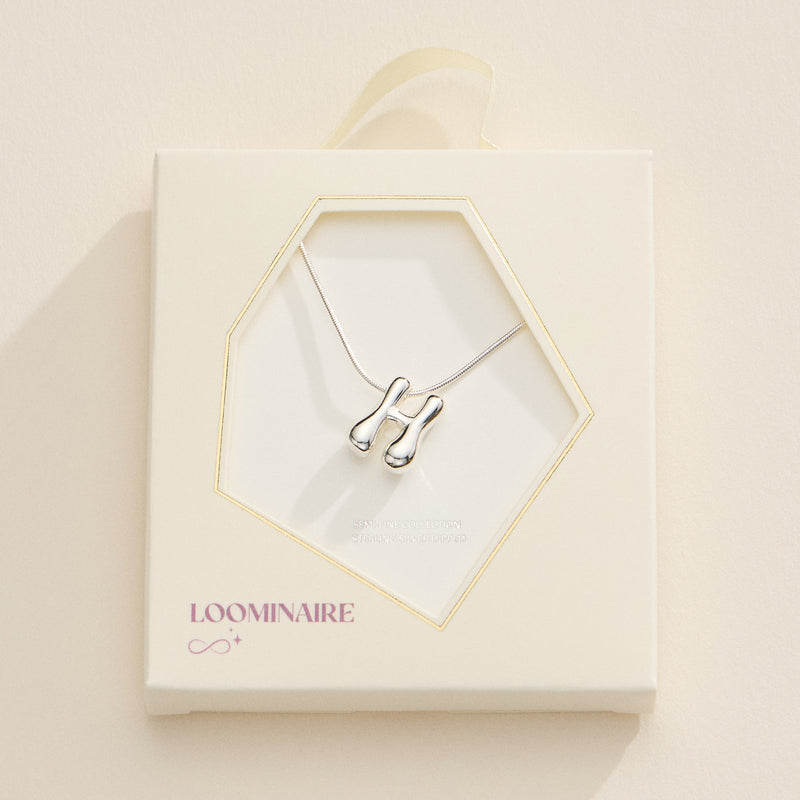 18K Gold Dipped Bubble Initial Necklace – Personalized Letter Pendant