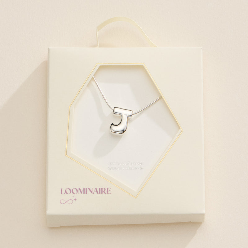 18K Gold Dipped Bubble Initial Necklace – Personalized Letter Pendant