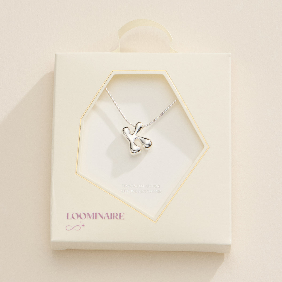 18K Gold Dipped Bubble Initial Necklace – Personalized Letter Pendant