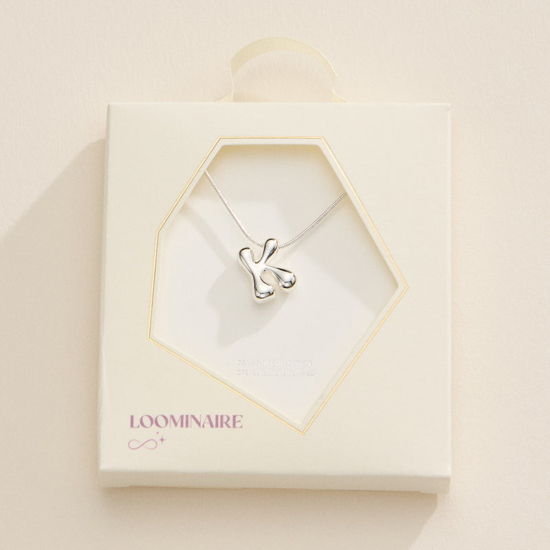 18K Gold Dipped Bubble Initial Necklace – Personalized Letter Pendant