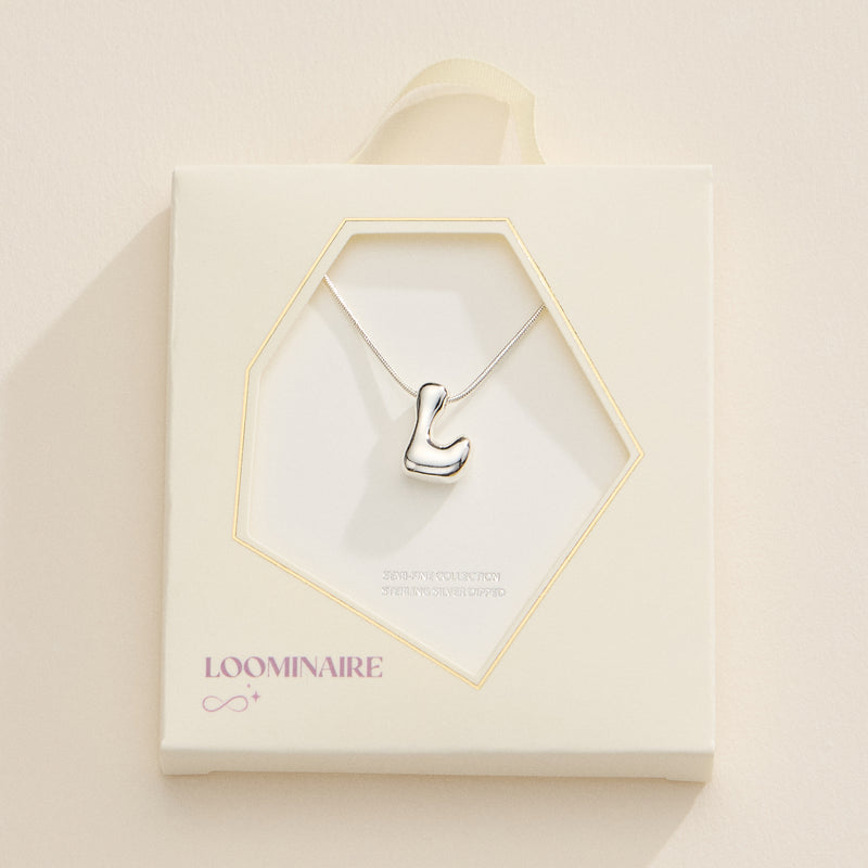 18K Gold Dipped Bubble Initial Necklace – Personalized Letter Pendant