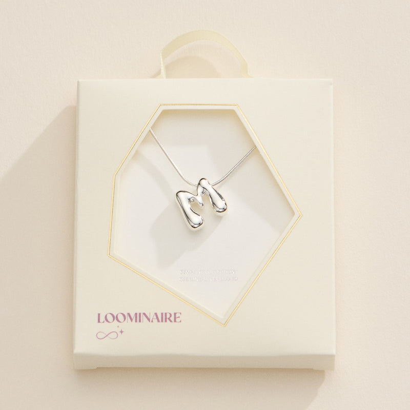 18K Gold Dipped Bubble Initial Necklace – Personalized Letter Pendant