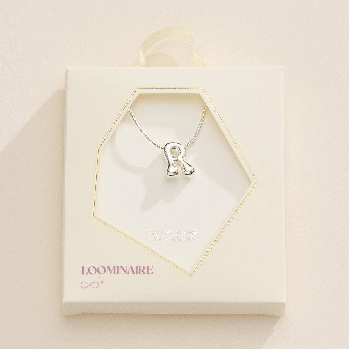 18K Gold Dipped Bubble Initial Necklace – Personalized Letter Pendant