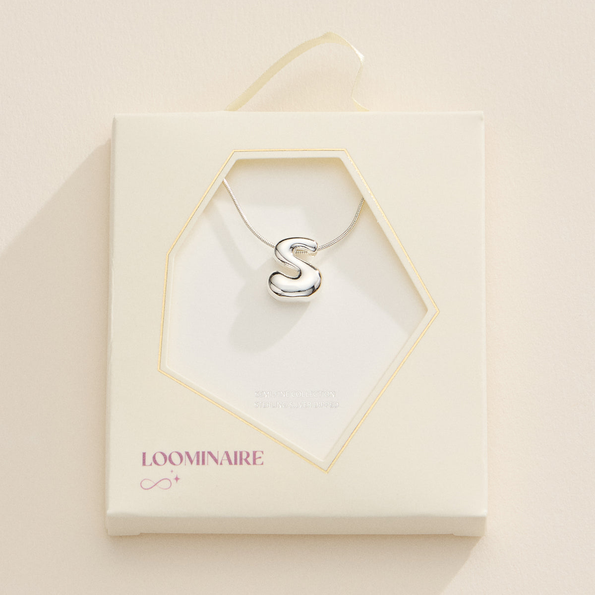 18K Gold Dipped Bubble Initial Necklace – Personalized Letter Pendant