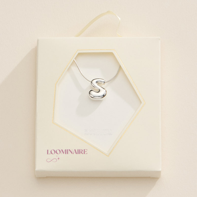 18K Gold Dipped Bubble Initial Necklace – Personalized Letter Pendant