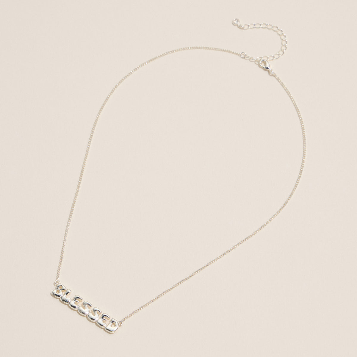 Blessed Bubble Letter Pendant Necklace – Gold or Silver - 18K Gold Dipped