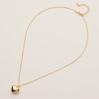 Puffed Heart Pendant Necklace - 18K Gold