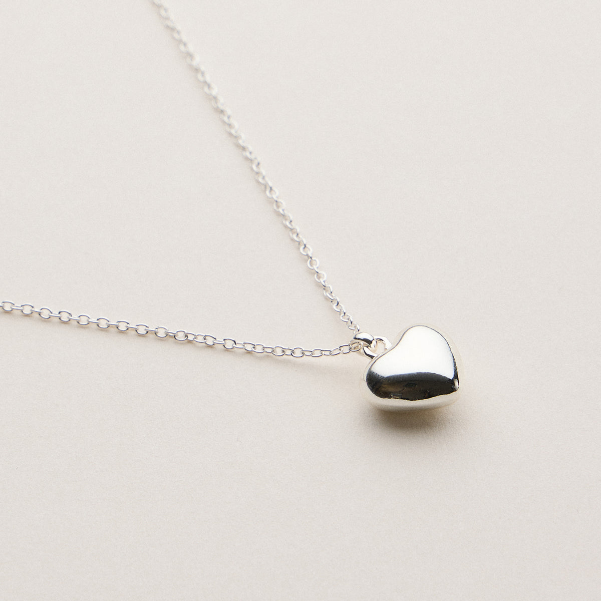 Puffed Heart Pendant Necklace - 18K Gold