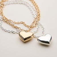 Gold Dipped Chunky Heart Pendant Necklace -18K