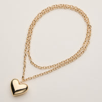Gold Dipped Chunky Heart Pendant Necklace -18K