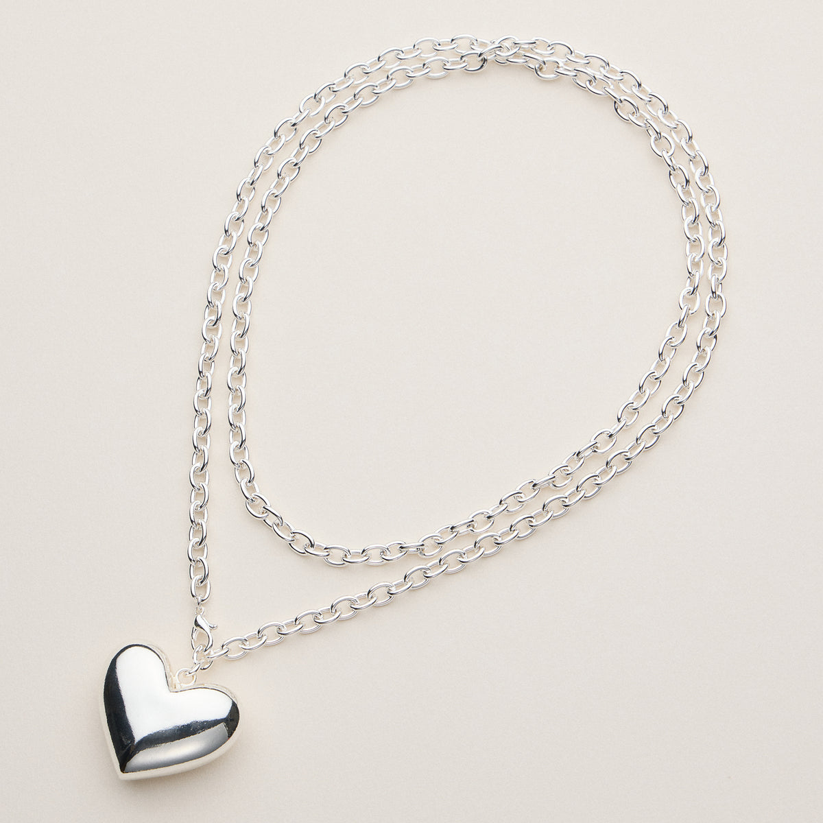 Gold Dipped Chunky Heart Pendant Necklace -18K