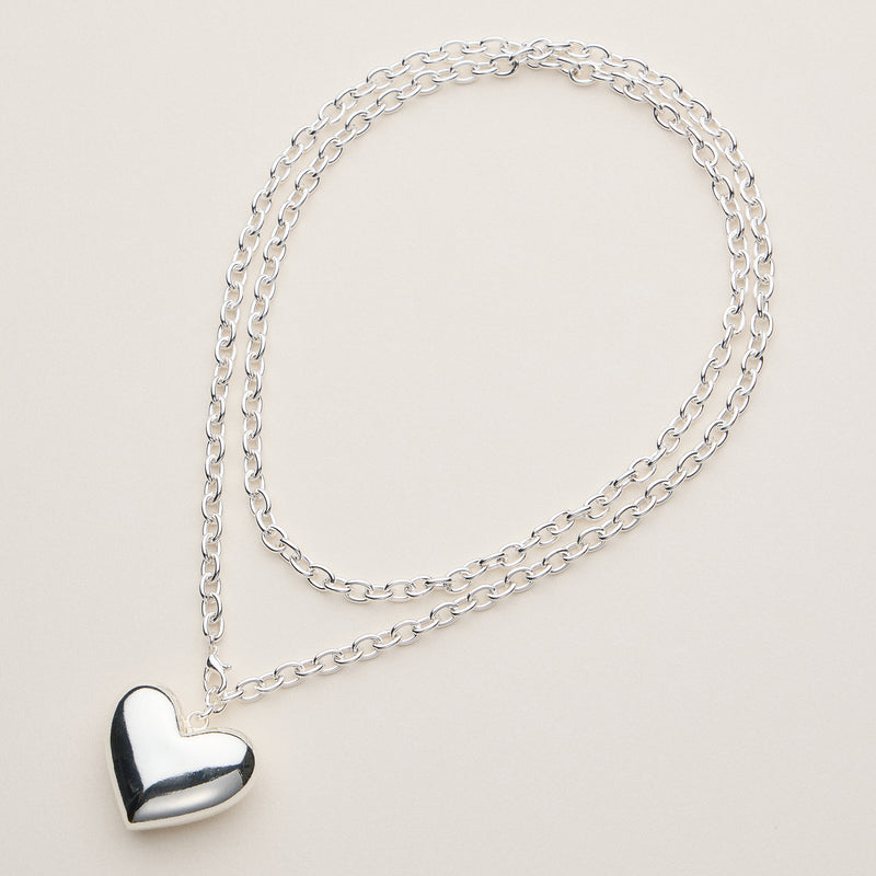 Gold Dipped Chunky Heart Pendant Necklace -18K