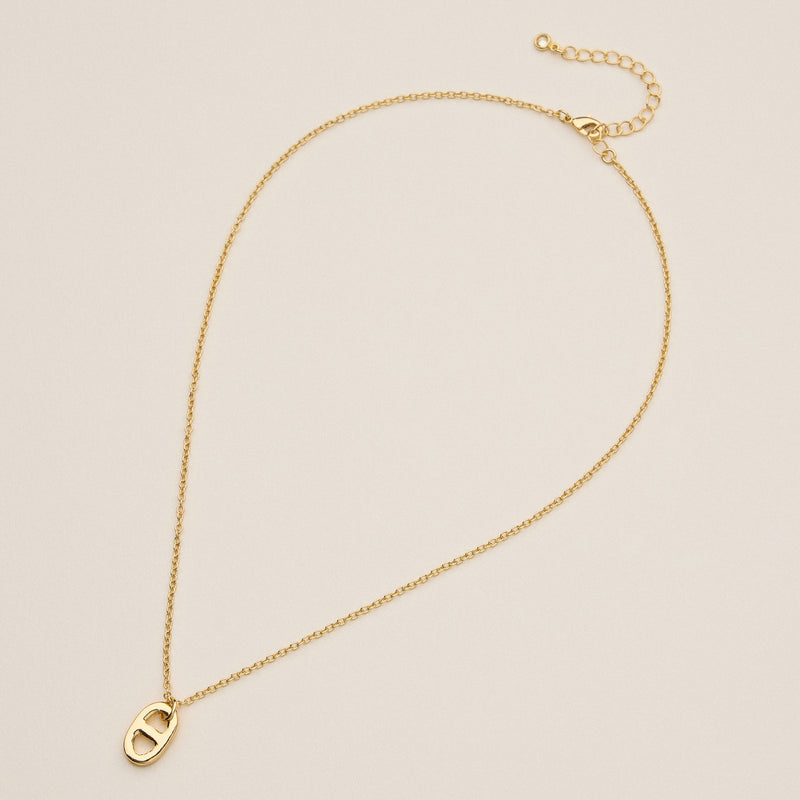 Gold Plated Tab Necklace - 18K