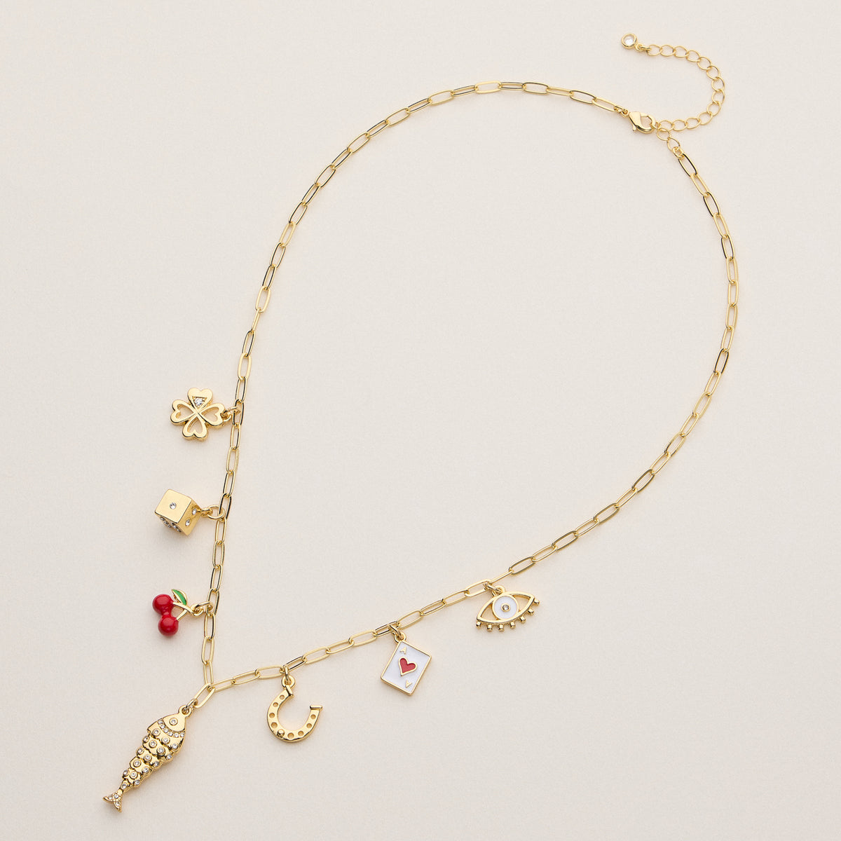 Cute and Lucky Symbols Necklace - 18K Gold Plated
