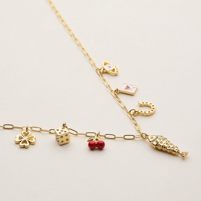 Cute and Lucky Symbols Necklace - 18K Gold Plated