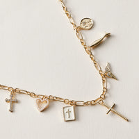 Faith and Love Charm Necklace - 18K Gold Dipped
