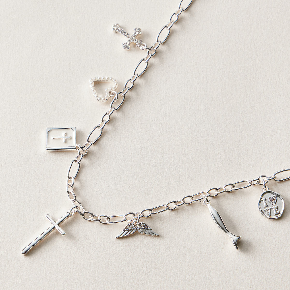 Faith and Love Charm Necklace - 18K Gold Dipped